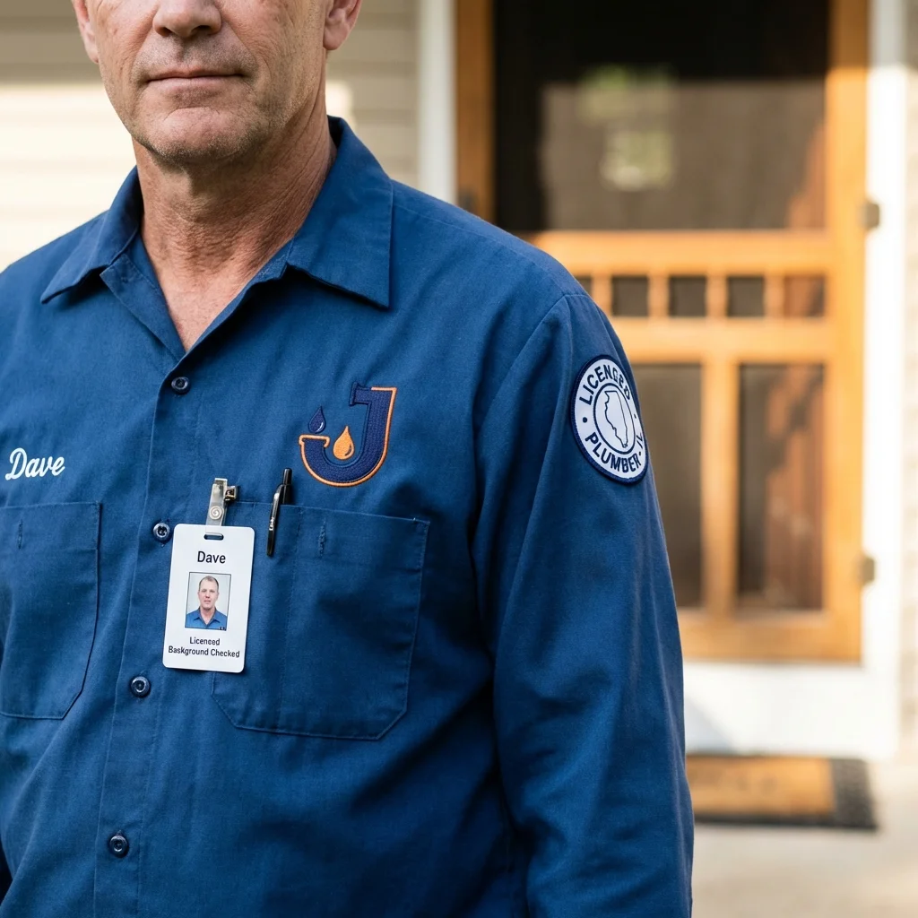 Licensed plumber showing ID badge in Diamond Springs, CA