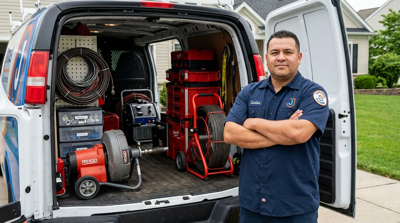 Professional drain cleaning equipment and Johns Plumbing LLC plumber in Diamond Springs